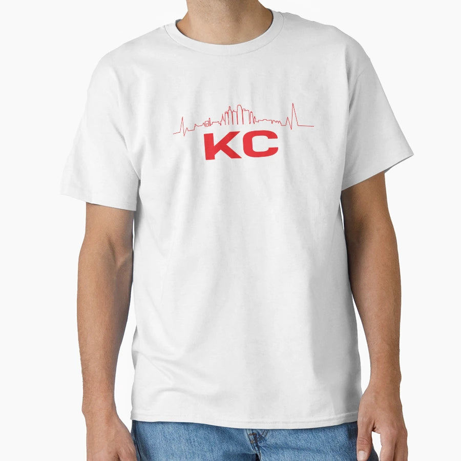 Kansas City Cityscape Heartbeat T-Shirt - Graphic Print Men Women - T-Shirt, Sweatshirt, Hoodie