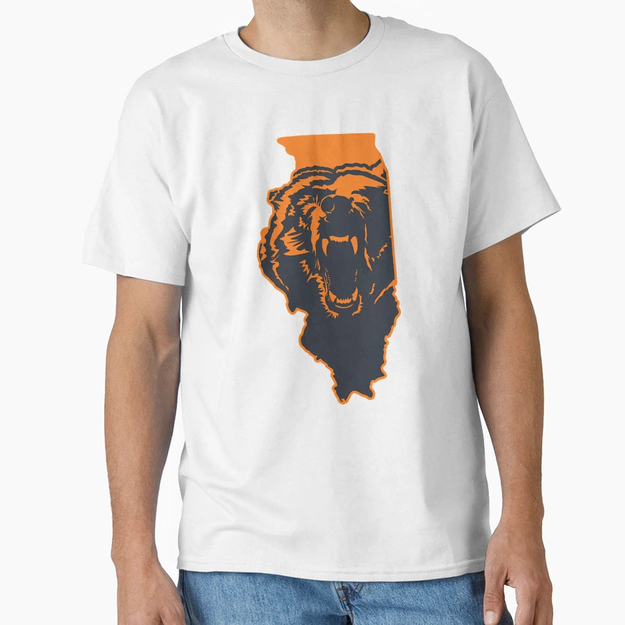 Chicago Bears Illinois Nfl State Outline T-Shirt - Aesthetic Graphic Unisex - T-Shirt, Sweatshirt, Hoodie