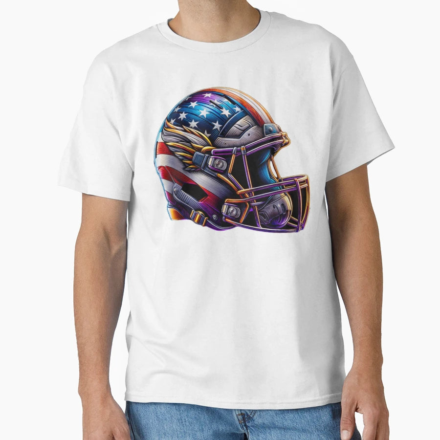 American Football Helmet Colors Flag T-Shirt - Custom Art Print Men Women - T-Shirt, Sweatshirt, Hoodie