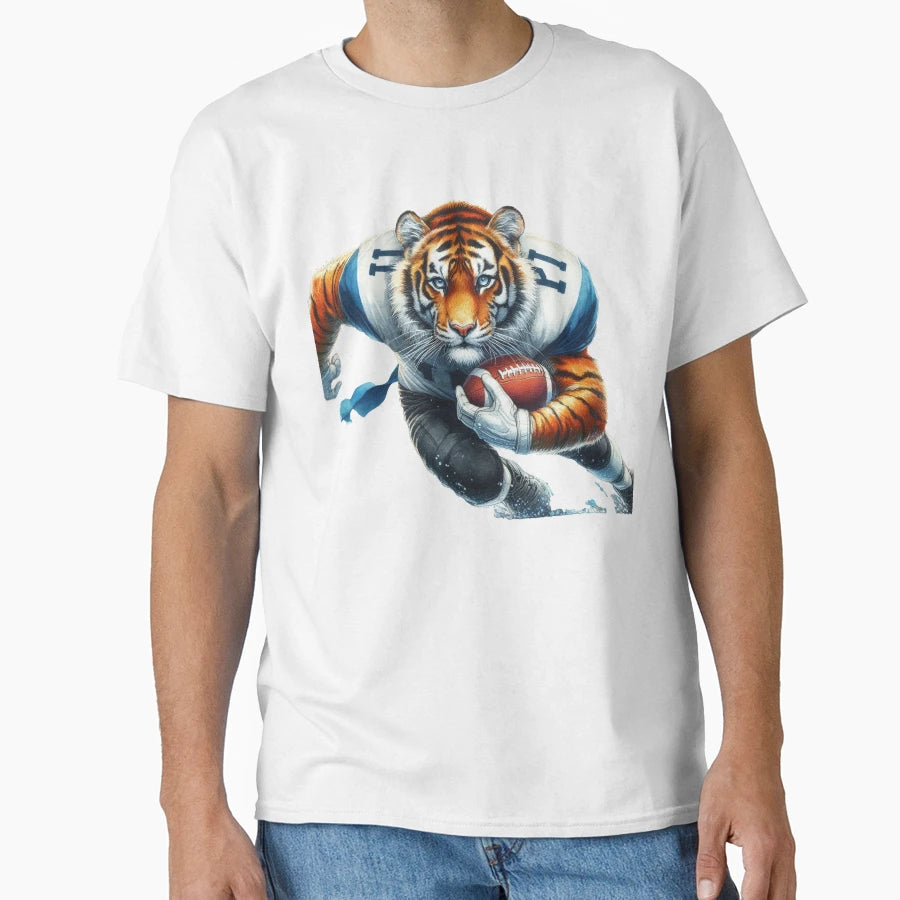 Tiger Athlete American Football T-Shirt - Fun Novelty Design for Adults - T-Shirt, Sweatshirt, Hoodie