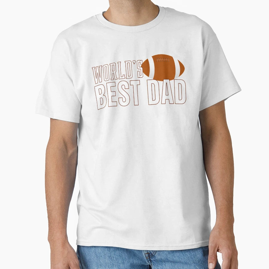 Simple Worlds Best Dad Typography Football T-Shirt - Novelty Apparel Unisex - T-Shirt, Sweatshirt, Hoodie