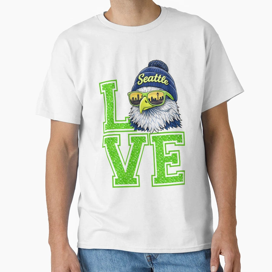 Love Seattle Eagle City Spirit T-Shirt - Minimalist Print Men Women - T-Shirt, Sweatshirt, Hoodie