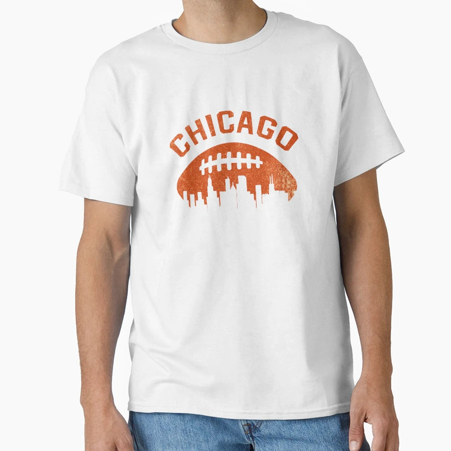 Chicago Illinois Cityscape Football T-Shirt - Graphic Print Unisex - T-Shirt, Sweatshirt, Hoodie