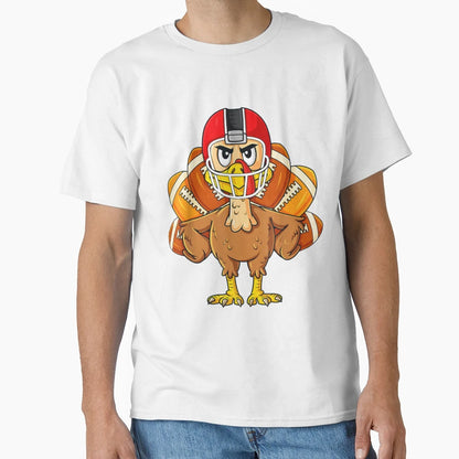 Thanksgiving Turkey Football Player T-Shirt - Streetwear Style for Adults - T-Shirt, Sweatshirt, Hoodie