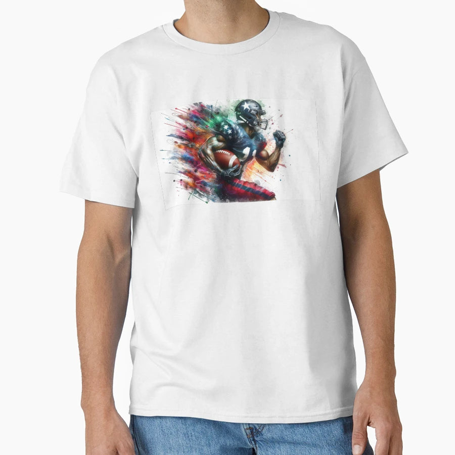 American Football Player Watercolor T-Shirt - Novelty Apparel for Adults - T-Shirt, Sweatshirt, Hoodie