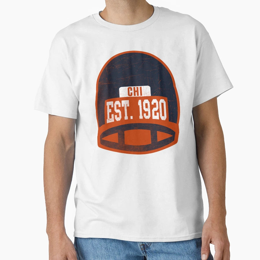Chicago Throwback Football Helmet T-Shirt - Aesthetic Graphic for Adults - T-Shirt, Sweatshirt, Hoodie