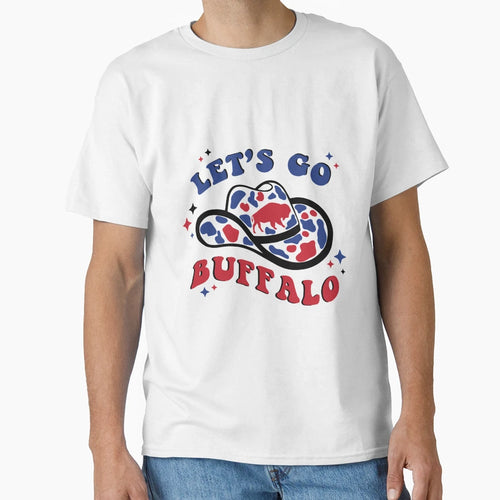 Lets Go Buffalo Football Cowboy Hat T-Shirt - Unique Graphic Unisex - T-Shirt, Sweatshirt, Hoodie