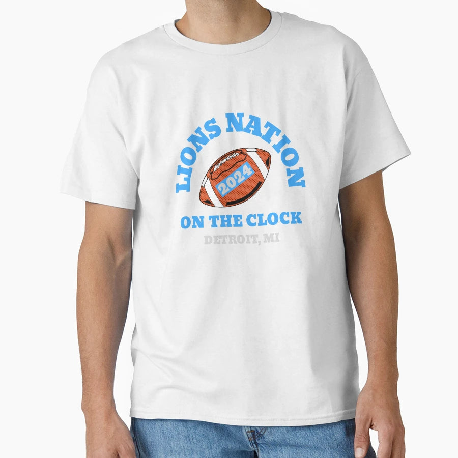 Lions Nation Clock T-Shirt - Graphic Print Unisex - T-Shirt, Sweatshirt, Hoodie