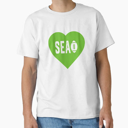 I Love Seattle Football Heart Sea T-Shirt - Novelty Apparel Unisex - T-Shirt, Sweatshirt, Hoodie