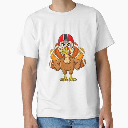 Thanksgiving Turkey Football Player T-Shirt - Casual Everyday Wear Unisex - T-Shirt, Sweatshirt, Hoodie