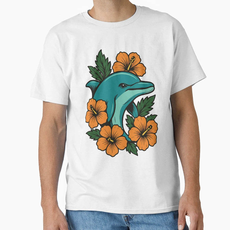 Miami Dolphins X Hibiscus Flowers T-Shirt - Novelty Apparel Unisex - T-Shirt, Sweatshirt, Hoodie