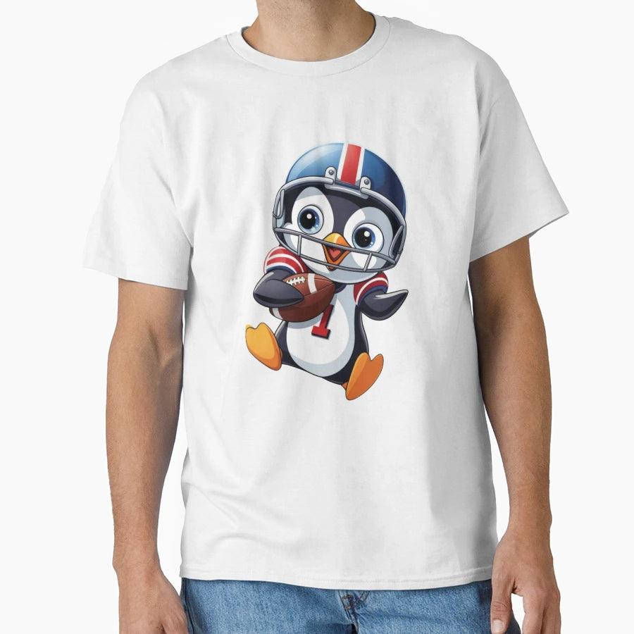 Penguin Playing American Football T-Shirt - Custom Art Print Men Women - T-Shirt, Sweatshirt, Hoodie