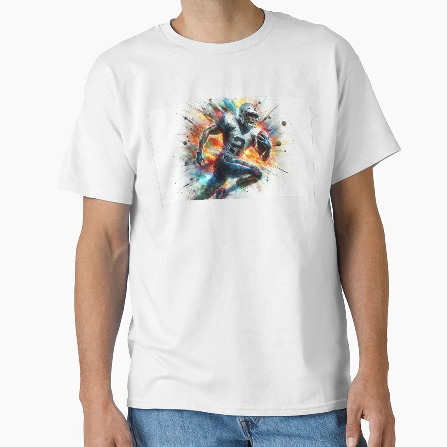 American Football Player Watercolor T-Shirt - Unique Graphic Men Women - T-Shirt, Sweatshirt, Hoodie