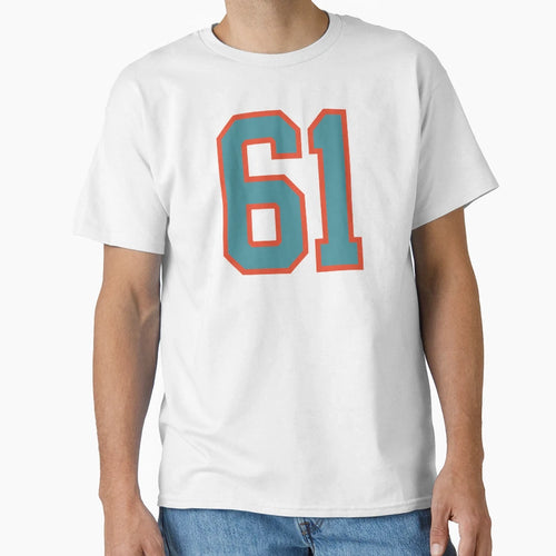 61 Number Aqua Orange Lucky Sports T-Shirt - Unique Graphic for Adults - T-Shirt, Sweatshirt, Hoodie