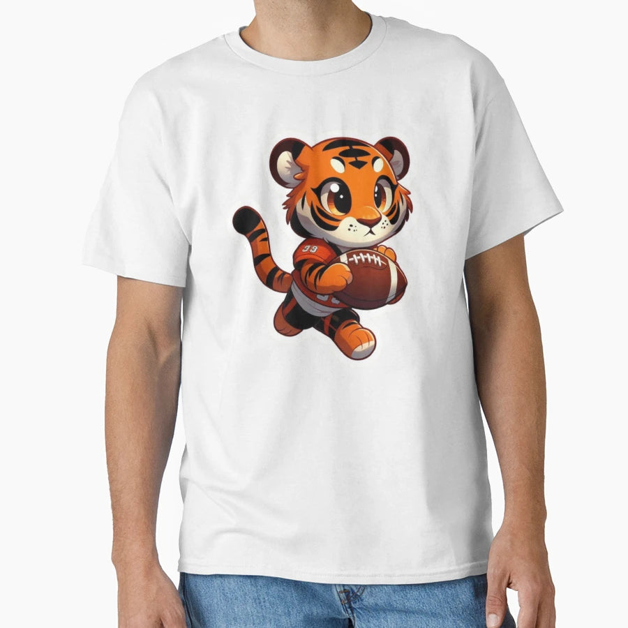 Animated Orange Tigress Footballer T-Shirt - Custom Art Print Men Women - T-Shirt, Sweatshirt, Hoodie