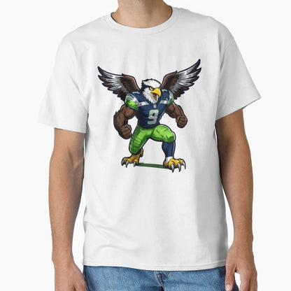 Aggressive Sea Hawk Football Mascot 9 T-Shirt - Novelty Apparel Unisex - T-Shirt, Sweatshirt, Hoodie