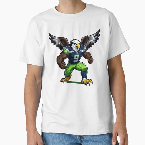 Aggressive Sea Hawk Football Mascot 9 T-Shirt - Novelty Apparel Unisex - T-Shirt, Sweatshirt, Hoodie