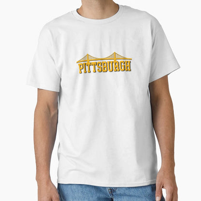 Pittsburgh Bridge White T-Shirt - Unique Graphic for Adults - T-Shirt, Sweatshirt, Hoodie