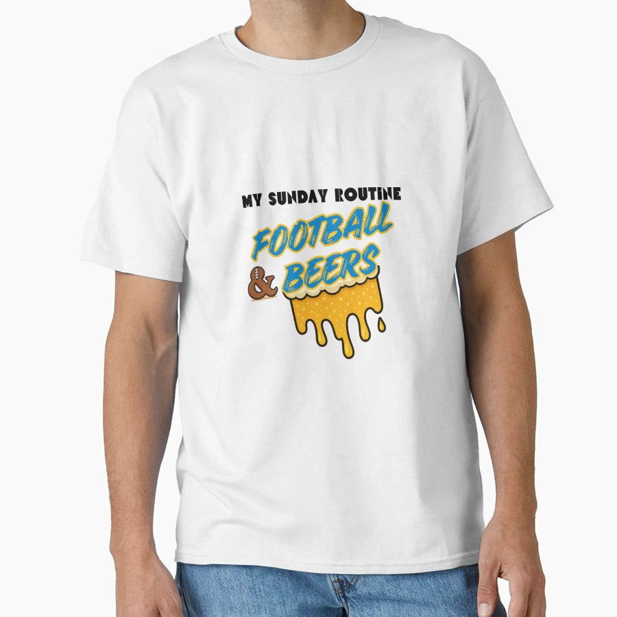 Football Beers Sunday Routine T-Shirt - Fun Novelty Design for Adults - T-Shirt, Sweatshirt, Hoodie