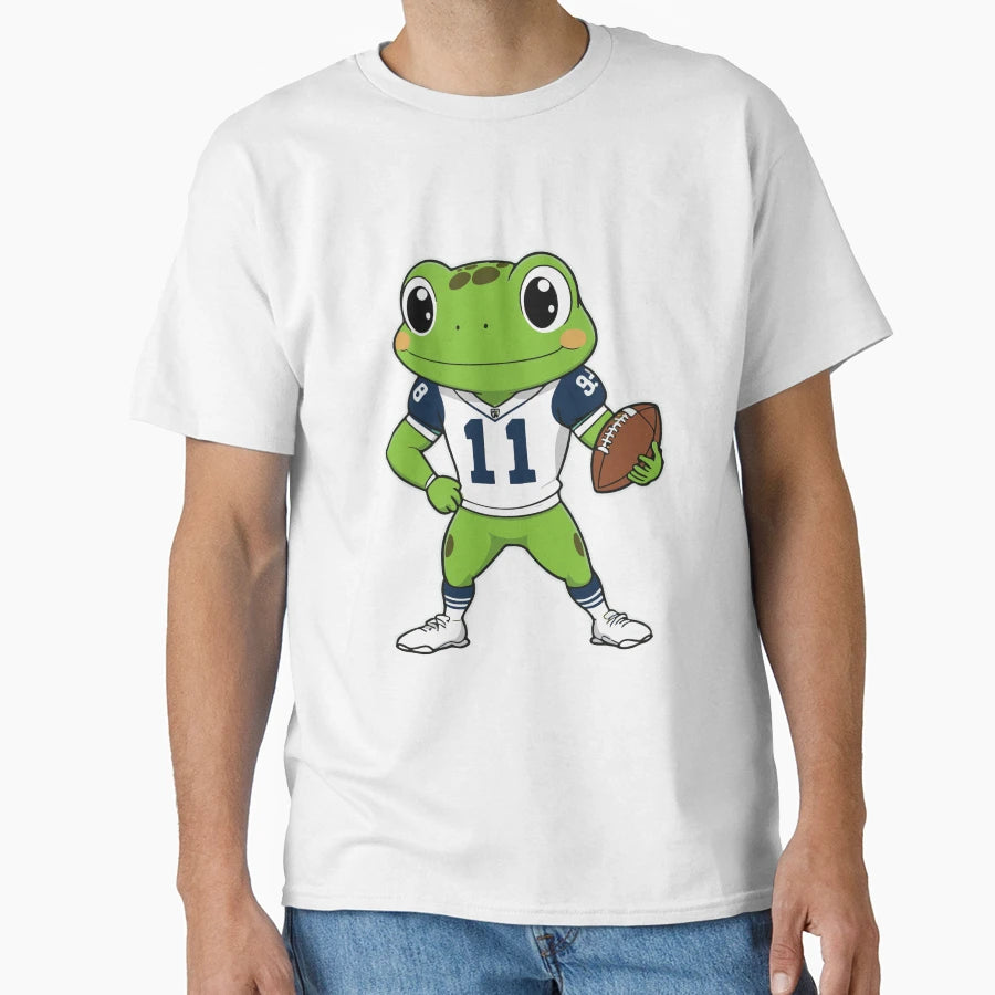 Frog Playing Football T-Shirt - Casual Everyday Wear Men Women - T-Shirt, Sweatshirt, Hoodie