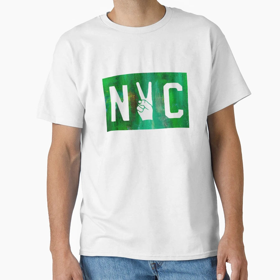 Abstract Green Nyc Peace Sign T-Shirt - Custom Art Print Unisex - T-Shirt, Sweatshirt, Hoodie