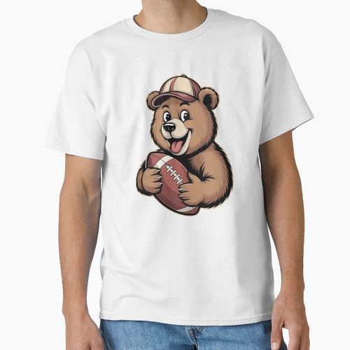Funny Game Day American Football Bear T-Shirt - Minimalist Print Unisex - T-Shirt, Sweatshirt, Hoodie