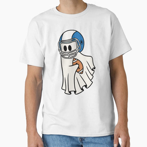 Halloween Ghost Play Football T-Shirt - Graphic Print Unisex - T-Shirt, Sweatshirt, Hoodie