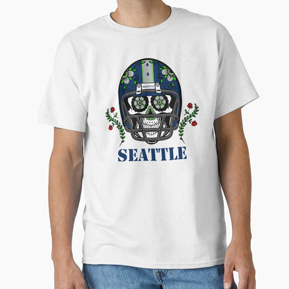 Seattle Football Helmet Sugar Skull Day T-Shirt - Minimalist Print Unisex - T-Shirt, Sweatshirt, Hoodie