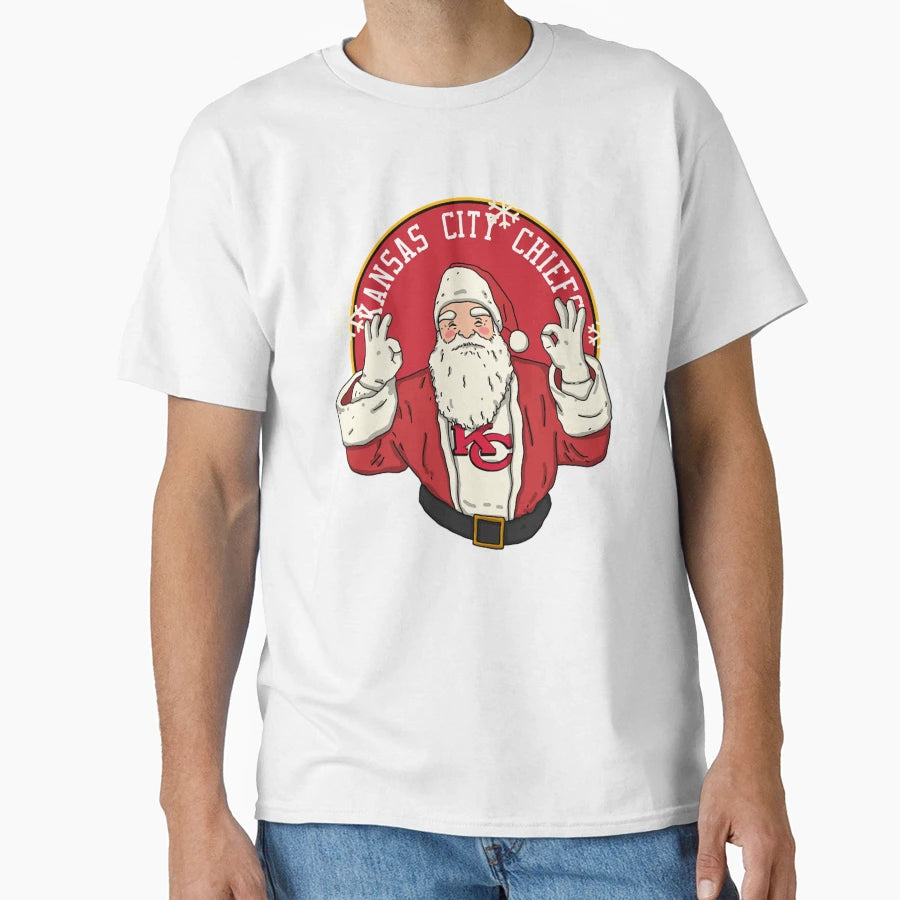 Santa Claus Loves Kansas City Chiefs T-Shirt - Graphic Print Unisex - T-Shirt, Sweatshirt, Hoodie