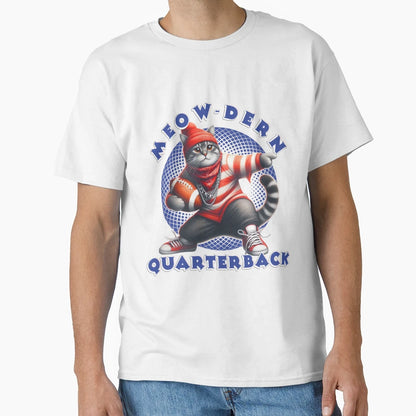 Funny Cat Football Quarterback T-Shirt - Casual Everyday Wear Men Women - T-Shirt, Sweatshirt, Hoodie