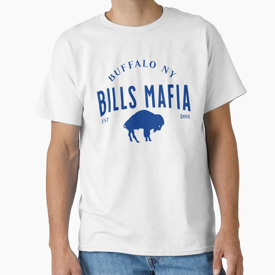 Bills Mafia Standing Buffalo Blue T-Shirt - Novelty Apparel for Adults - T-Shirt, Sweatshirt, Hoodie