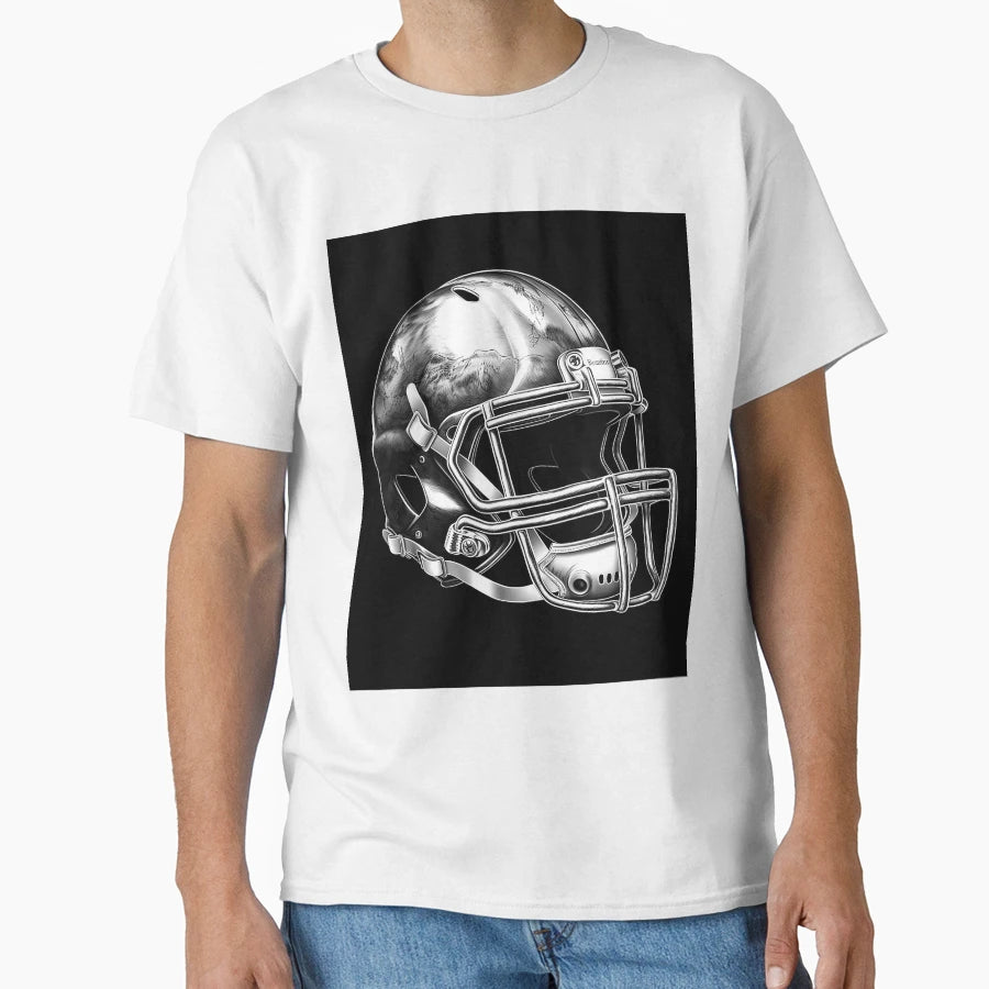 Black And White Football Helmet T-Shirt - Minimalist Print Unisex - T-Shirt, Sweatshirt, Hoodie