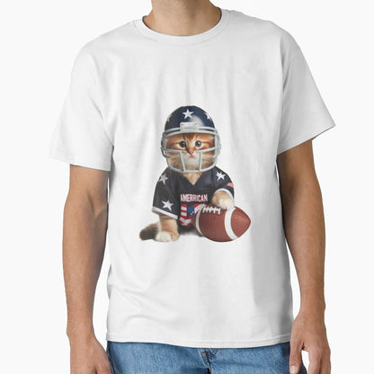 Kitty Playing American Football Funny And T-Shirt - Unique Graphic Unisex - T-Shirt, Sweatshirt, Hoodie