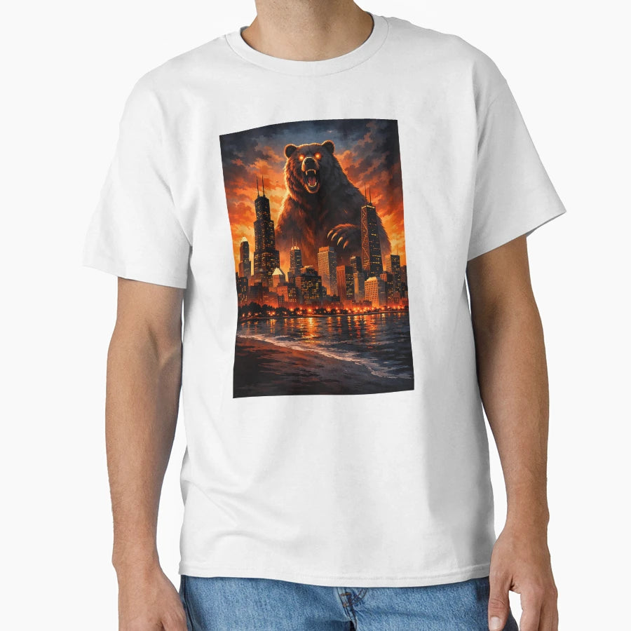 Giant Bear Over Chicago T-Shirt - Novelty Apparel Unisex - T-Shirt, Sweatshirt, Hoodie