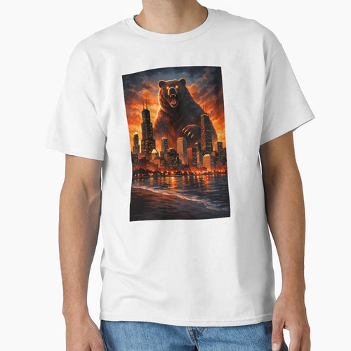 Giant Bear Over Chicago T-Shirt - Novelty Apparel Unisex - T-Shirt, Sweatshirt, Hoodie