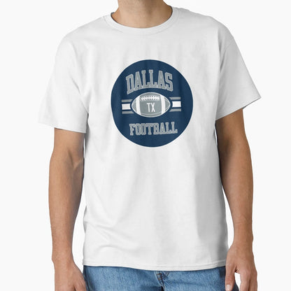Dallas Football Circle Blue T-Shirt - Custom Art Print for Adults - T-Shirt, Sweatshirt, Hoodie