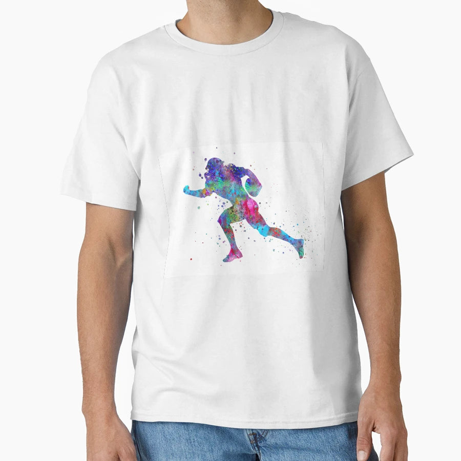American Football Player Watercolor T-Shirt - Casual Everyday Wear Unisex - T-Shirt, Sweatshirt, Hoodie