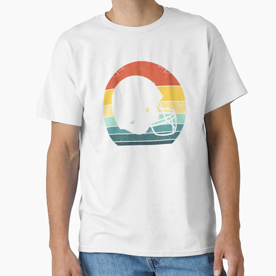 70S American Football Helmet Sunset T-Shirt - Aesthetic Graphic Men Women - T-Shirt, Sweatshirt, Hoodie