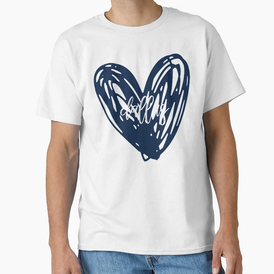 Dallas Cowboys Heart T-Shirt - Custom Art Print Unisex - T-Shirt, Sweatshirt, Hoodie
