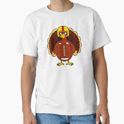 Funny Thanksgiving Turkey Football T-Shirt - Casual Everyday Wear Men Women - T-Shirt, Sweatshirt, Hoodie