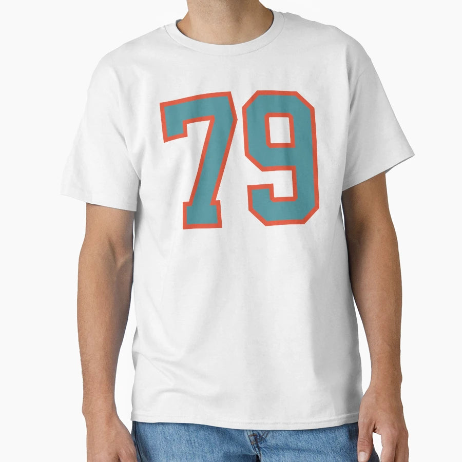 79 Number Aqua Orange Lucky Sports T-Shirt - Minimalist Print Unisex - T-Shirt, Sweatshirt, Hoodie