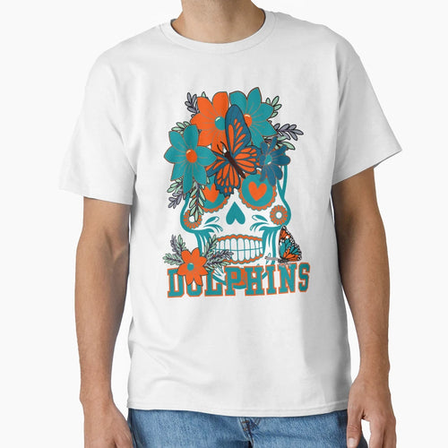 Miami Dolphins Scull T-Shirt - Streetwear Style Men Women - T-Shirt, Sweatshirt, Hoodie