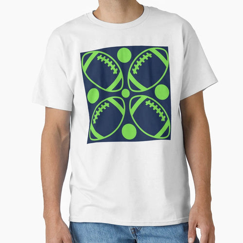 Football Neon Green And Blue Pattern T-Shirt - Custom Art Print Men Women - T-Shirt, Sweatshirt, Hoodie