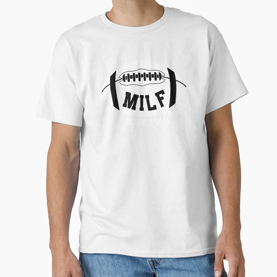Milf I Love Football American T-Shirt - Aesthetic Graphic for Adults - T-Shirt, Sweatshirt, Hoodie