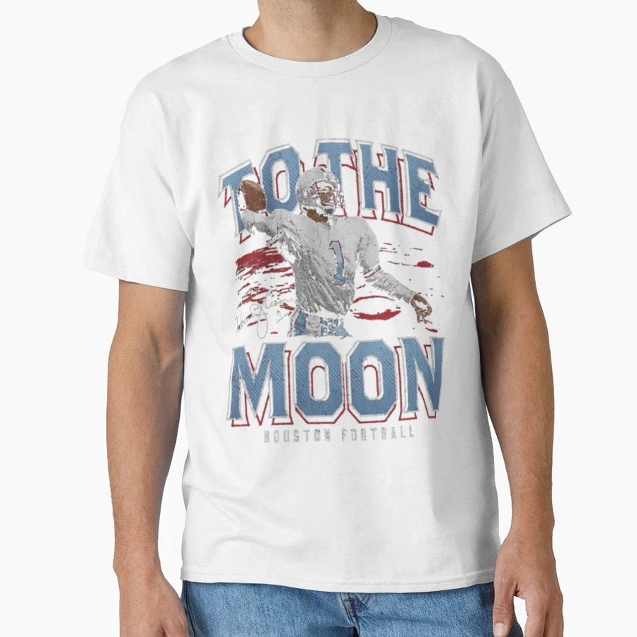 Warren Moon Houston To Moon T-Shirt - Unique Graphic for Adults - T-Shirt, Sweatshirt, Hoodie