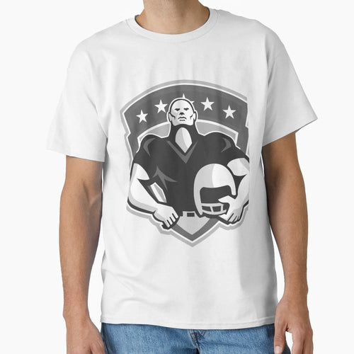 American Football Player Helmet Grayscale T-Shirt - Graphic Print Men Women - T-Shirt, Sweatshirt, Hoodie