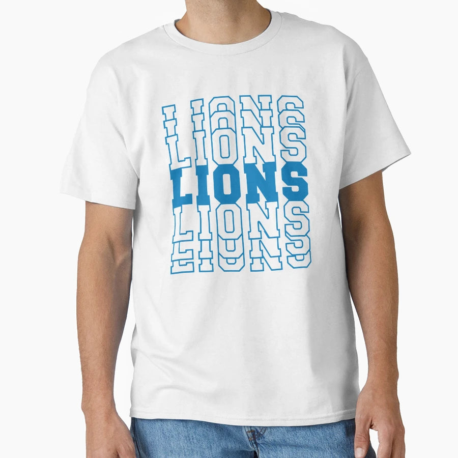 Lions Stacked Text T-Shirt - Casual Everyday Wear for Adults - T-Shirt, Sweatshirt, Hoodie
