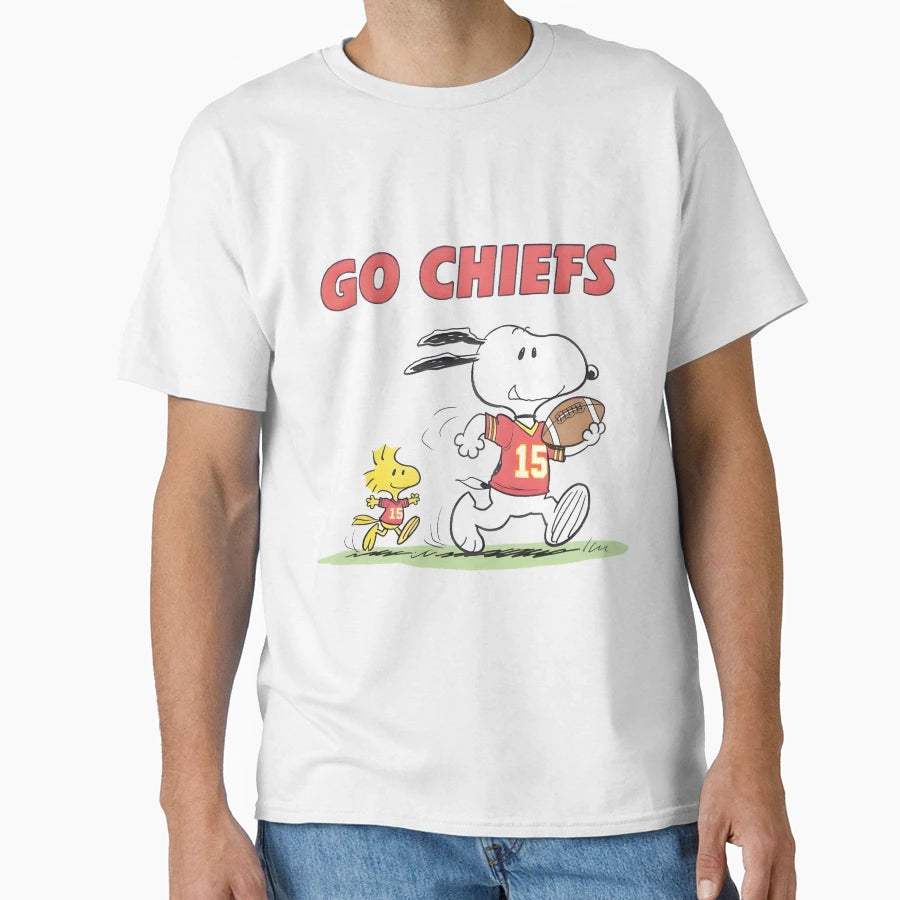 Chiefs Football Snoopy Woodstock Game T-Shirt - Novelty Apparel for Adults - T-Shirt, Sweatshirt, Hoodie