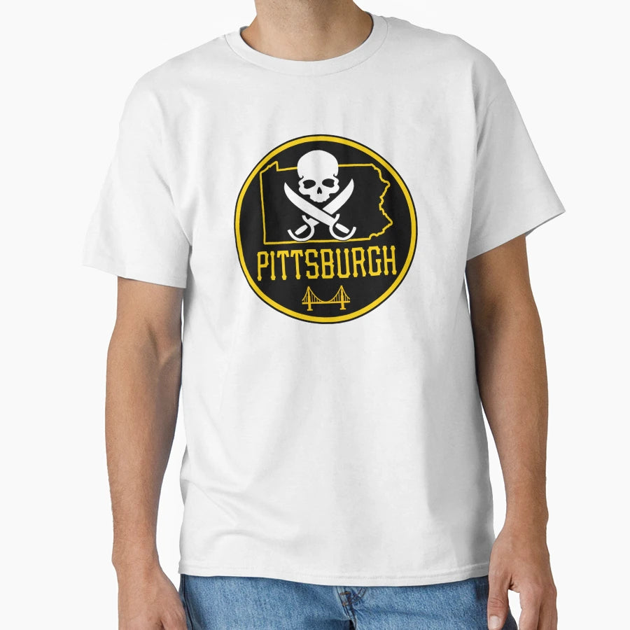 Pittsburgh Jolly Roger Crest T-Shirt - Fun Novelty Design Men Women - T-Shirt, Sweatshirt, Hoodie