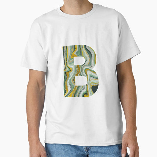 Letter B Green Marble Font T-Shirt - Custom Art Print Men Women - T-Shirt, Sweatshirt, Hoodie